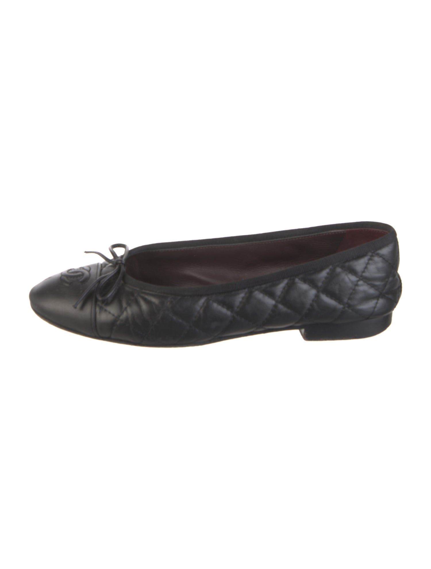 Chanel Interlocking CC Logo Leather Ballet Flats