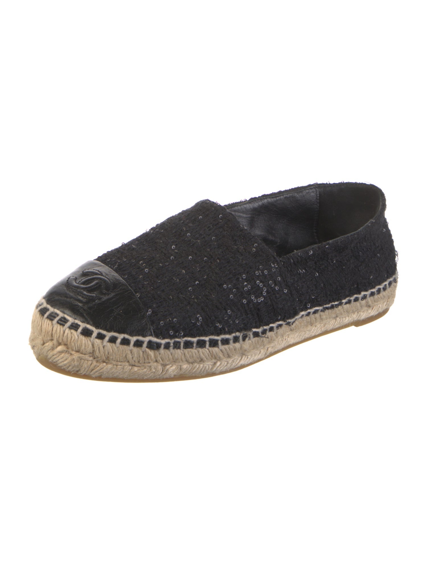 Chanel Interlocking CC Logo Tweed Espadrilles