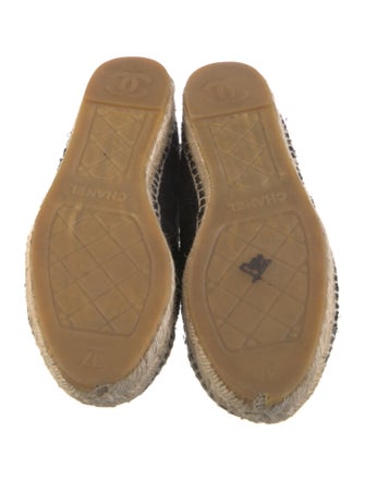 Chanel Interlocking CC Logo Tweed Espadrilles