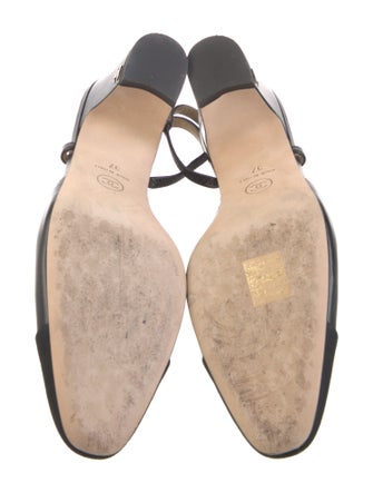 Chanel Interlocking CC Logo Leather Slingback Pumps