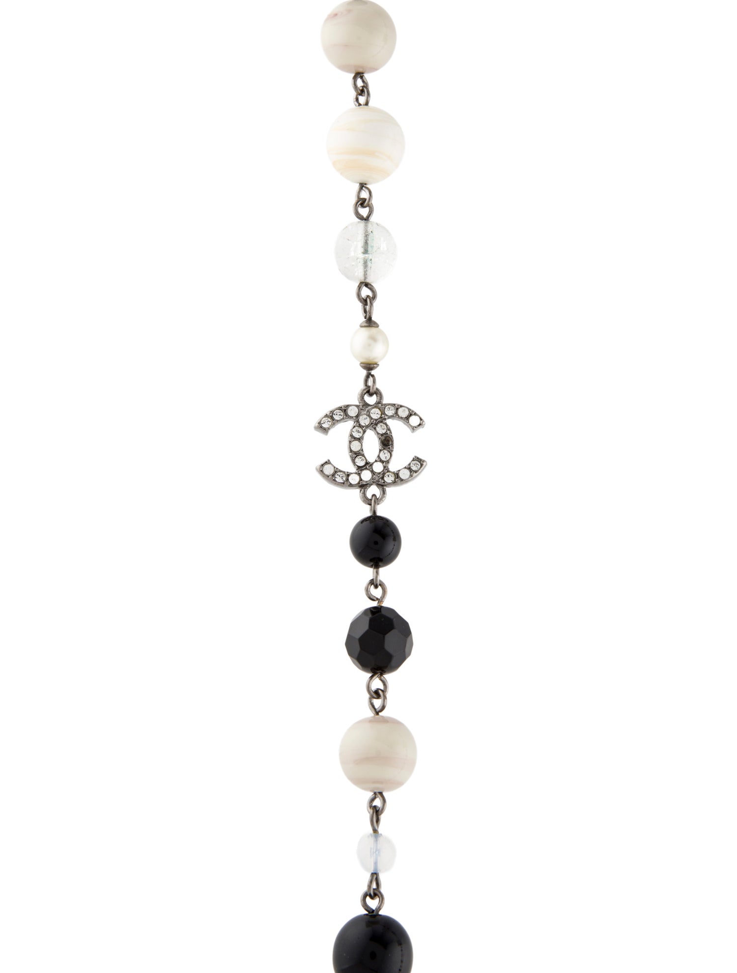 Chanel Faux Pearl, Resin & Strass CC Station Necklace