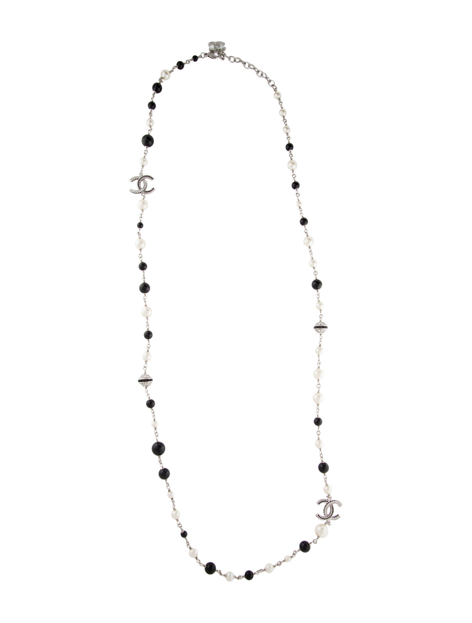Chanel Faux Pearl, Strass & Resin CC Bead Strand Necklace