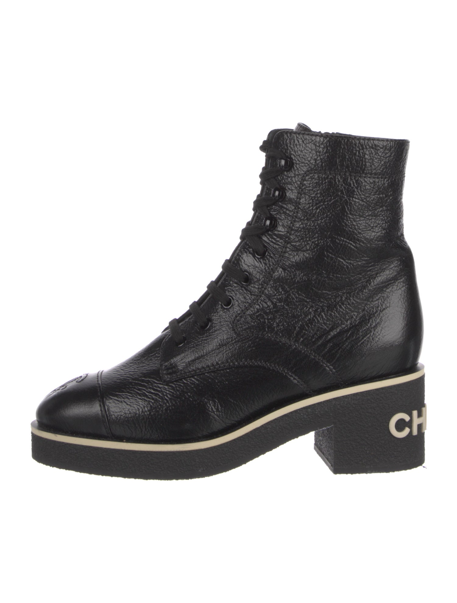Chanel 2021 Interlocking CC Logo Combat Boots