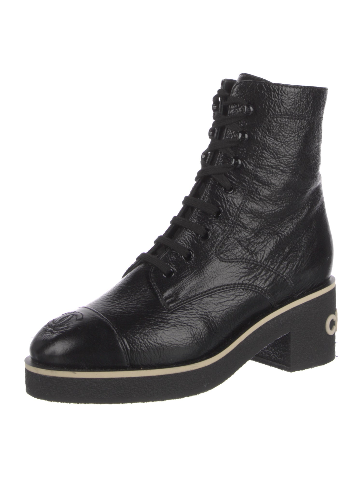 Chanel 2021 Interlocking CC Logo Combat Boots