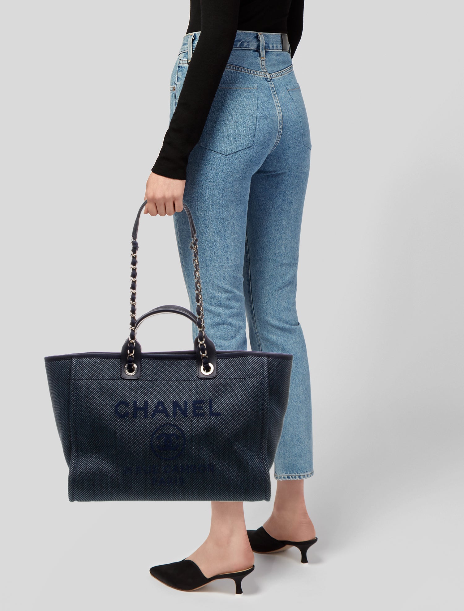 Chanel Medium Striped Deauville Shopping Bag w/Tags