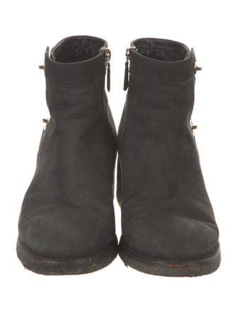 Chanel Interlocking CC Logo Suede Moto Boots