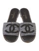Chanel Interlocking CC Logo Beaded Accents Slides