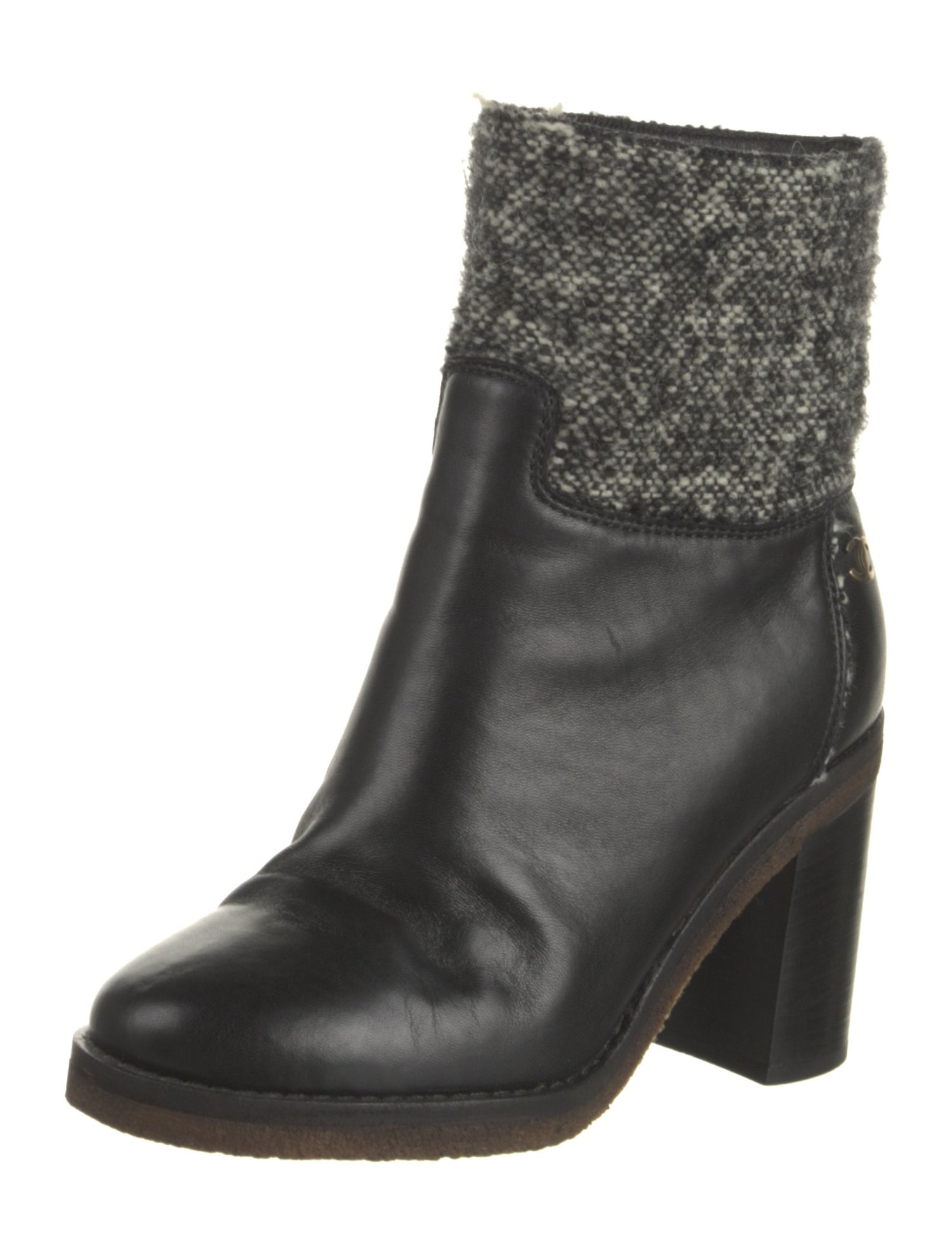 Chanel Interlocking CC Logo Leather Boots