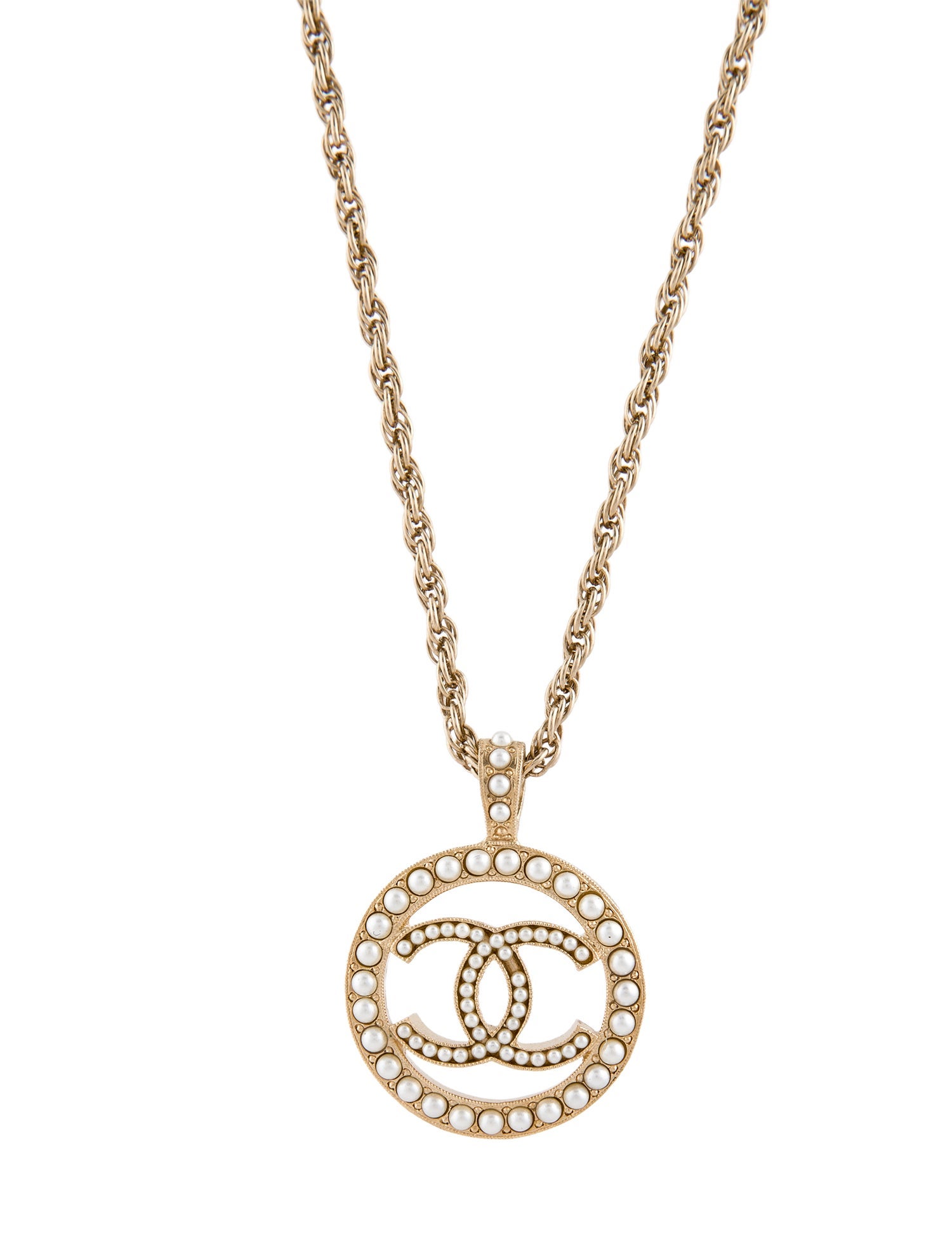 Chanel Faux Pearl CC Pendant Necklace