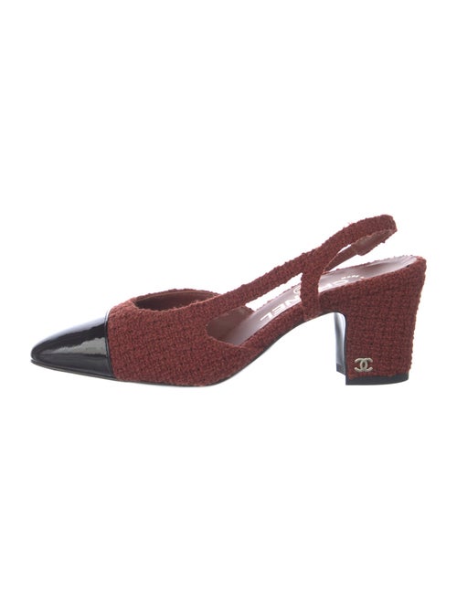 Chanel Interlocking CC Logo Tweed Slingback Pumps