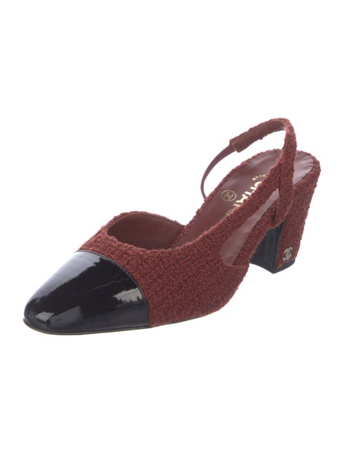 Chanel Interlocking CC Logo Tweed Slingback Pumps
