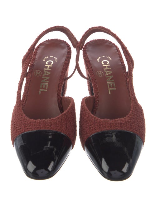 Chanel Interlocking CC Logo Tweed Slingback Pumps