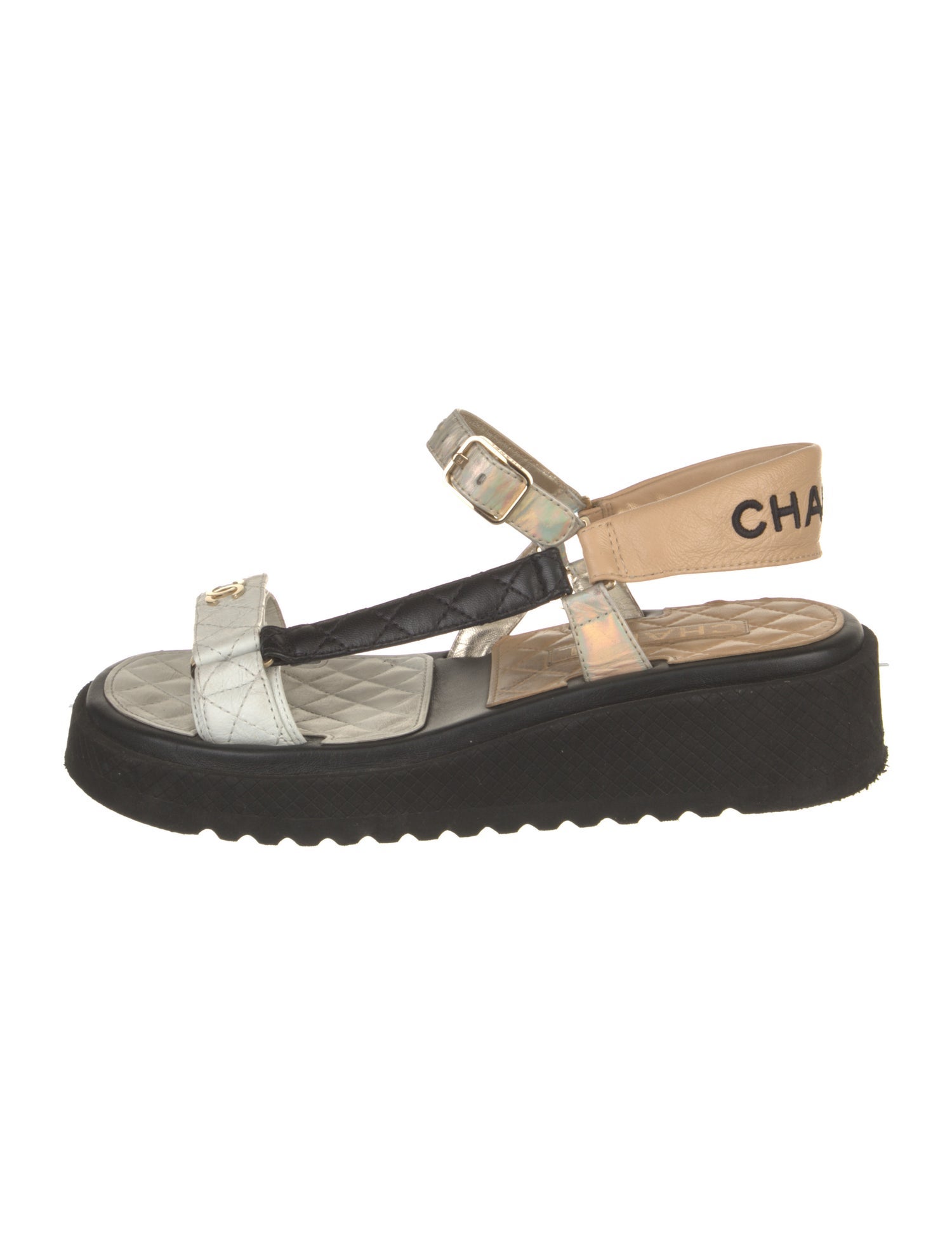 Chanel Interlocking CC Logo Leather Espadrilles