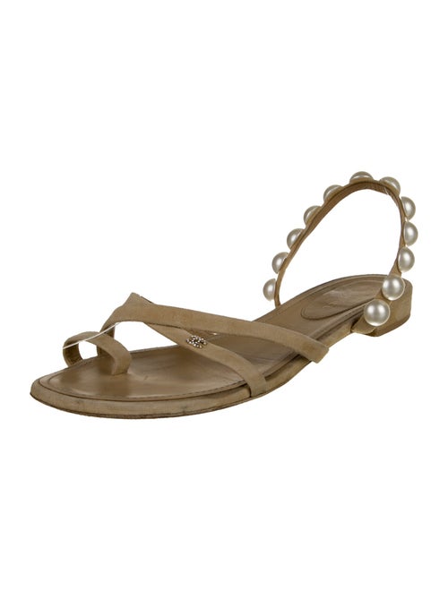 Chanel Interlocking CC Logo Suede Slingback Sandals