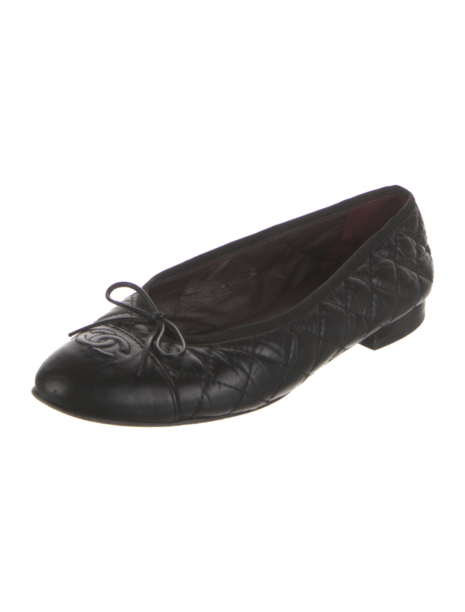 Chanel Interlocking CC Logo Leather Ballet Flats