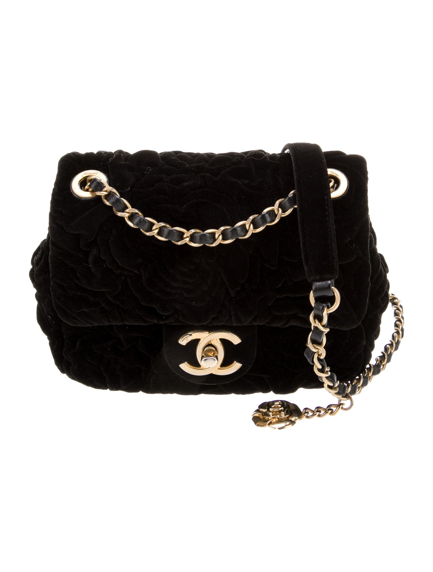 Chanel Velvet Camellia Mini Square Flap Bag