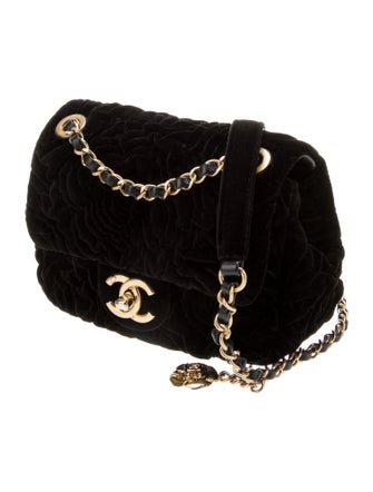 Chanel Velvet Camellia Mini Square Flap Bag