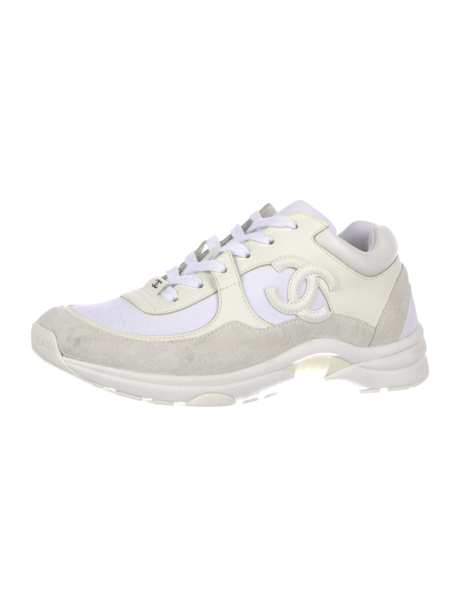 Chanel Interlocking CC Logo Suede Sneakers