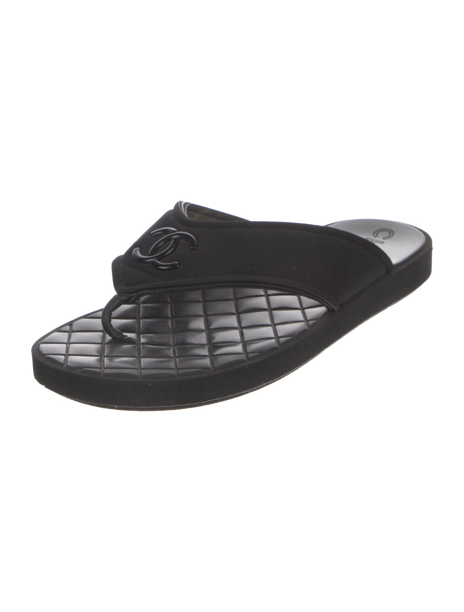 Chanel Interlocking CC Logo Neoprene Slides