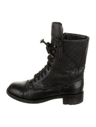 Chanel Interlocking CC Logo Leather Combat Boots