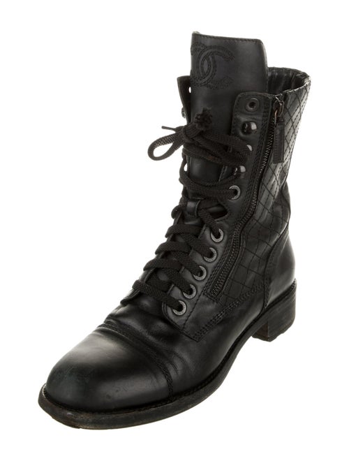 Chanel Interlocking CC Logo Leather Combat Boots