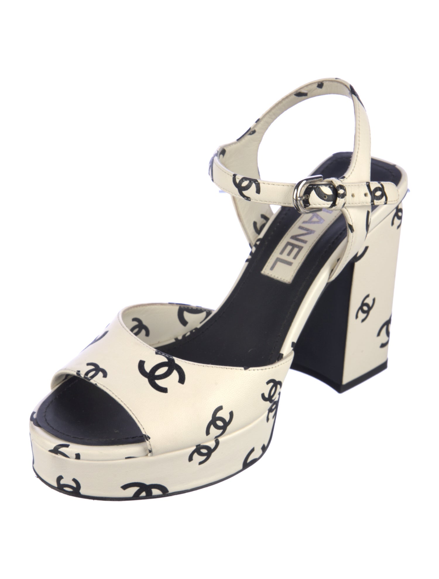 Chanel 2022 Interlocking CC Logo Slingback Sandals