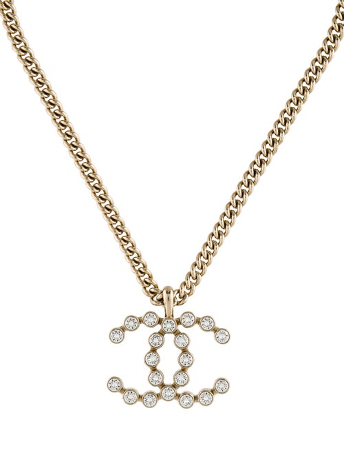 Chanel 2023 Strass CC Pendant Necklace