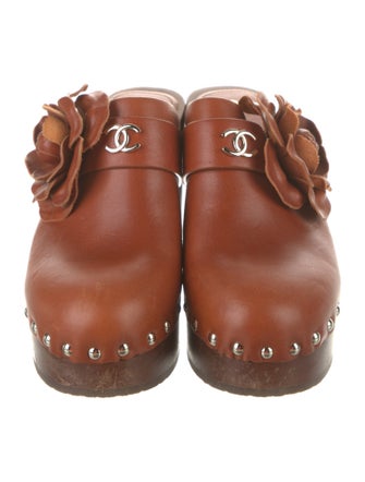 Chanel Interlocking CC Logo Leather Mules