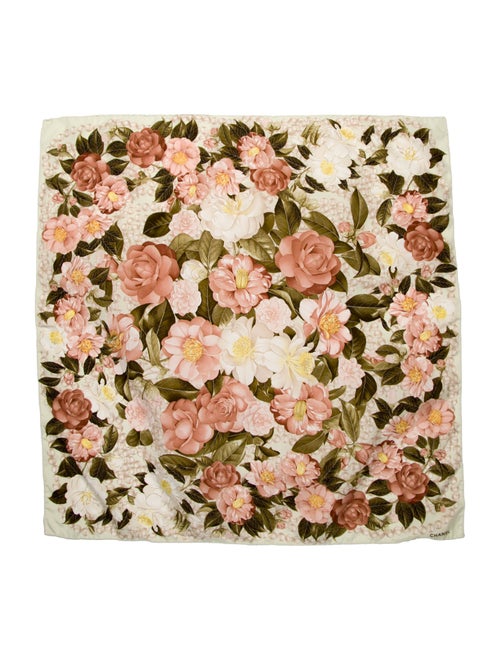 Chanel Silk Floral Print Scarf