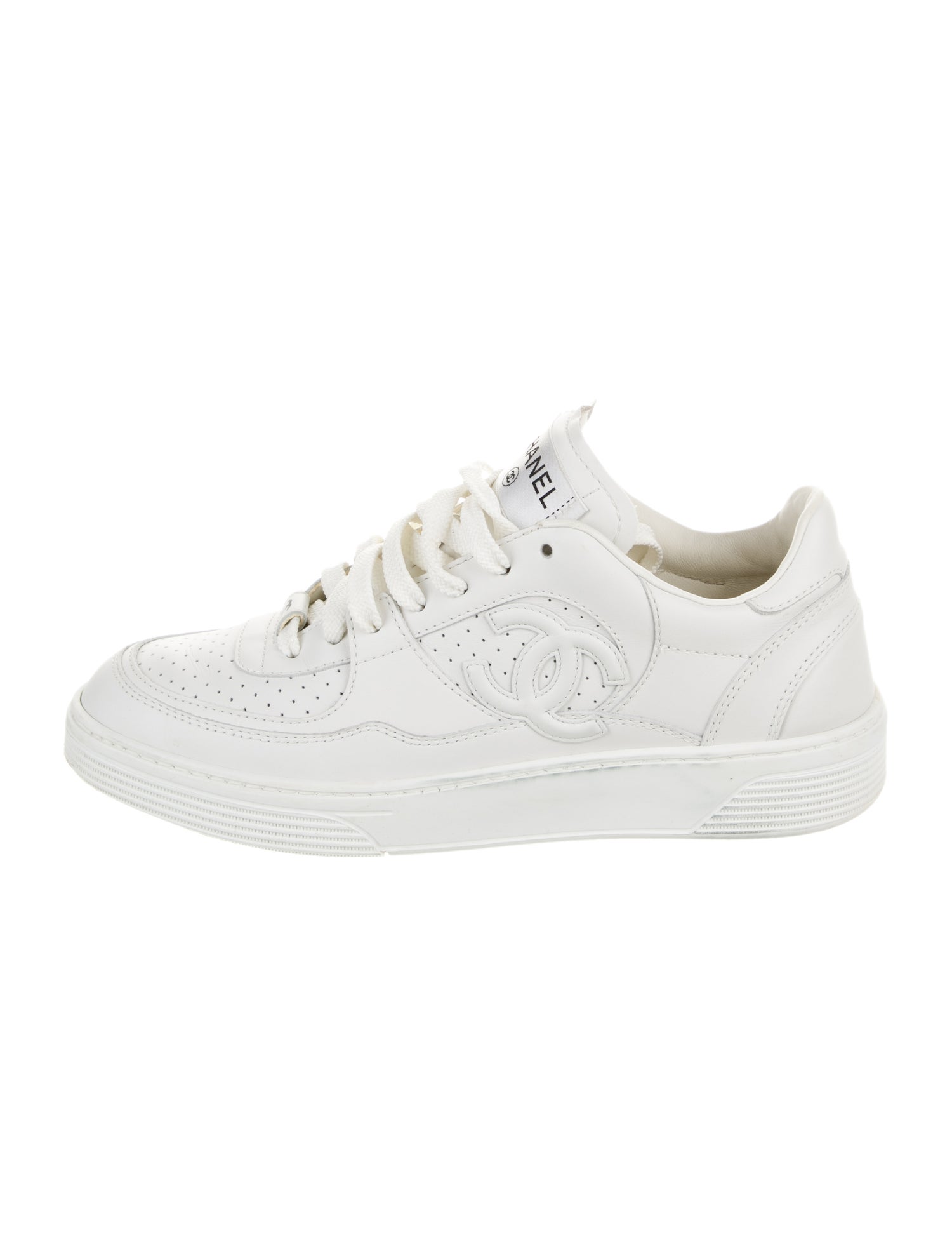 Chanel Interlocking CC Logo Leather Sneakers