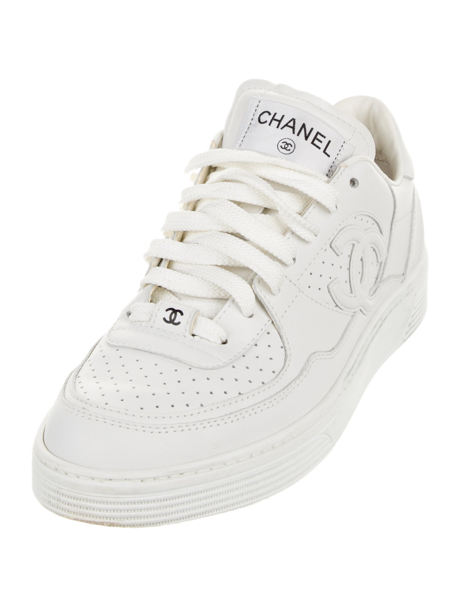 Chanel Interlocking CC Logo Leather Sneakers