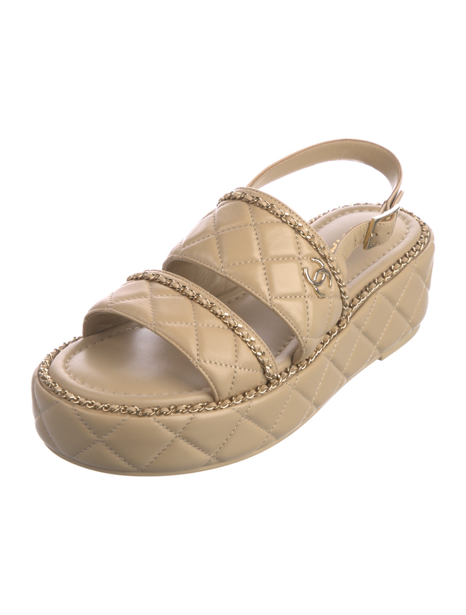 Chanel 2025 Interlocking CC Logo Slingback Sandals