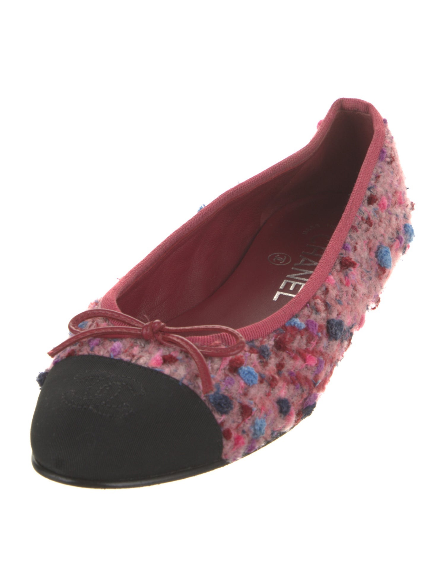 Chanel Interlocking CC Logo Tweed Ballet Flats