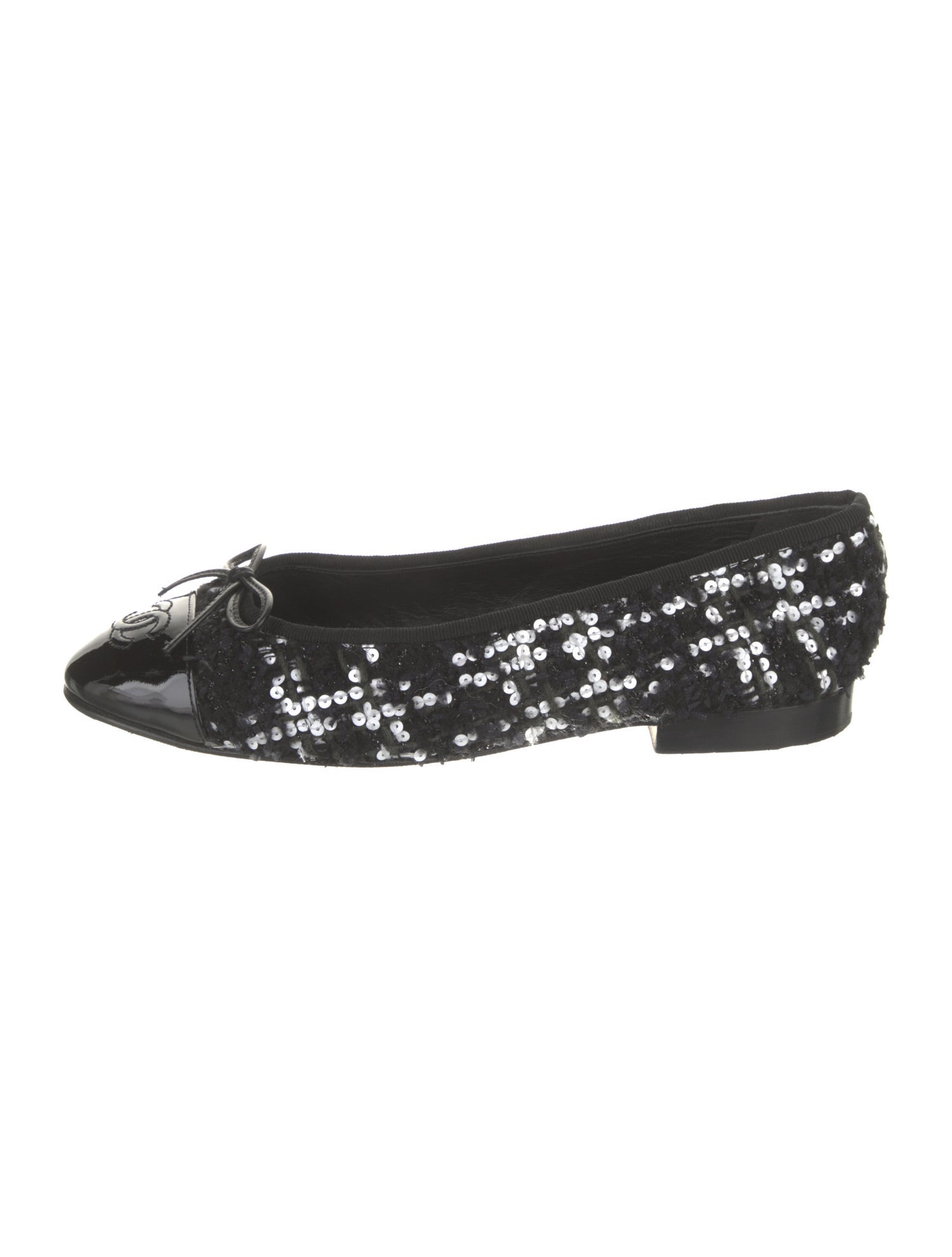 Chanel Interlocking CC Logo Tweed Ballet Flats