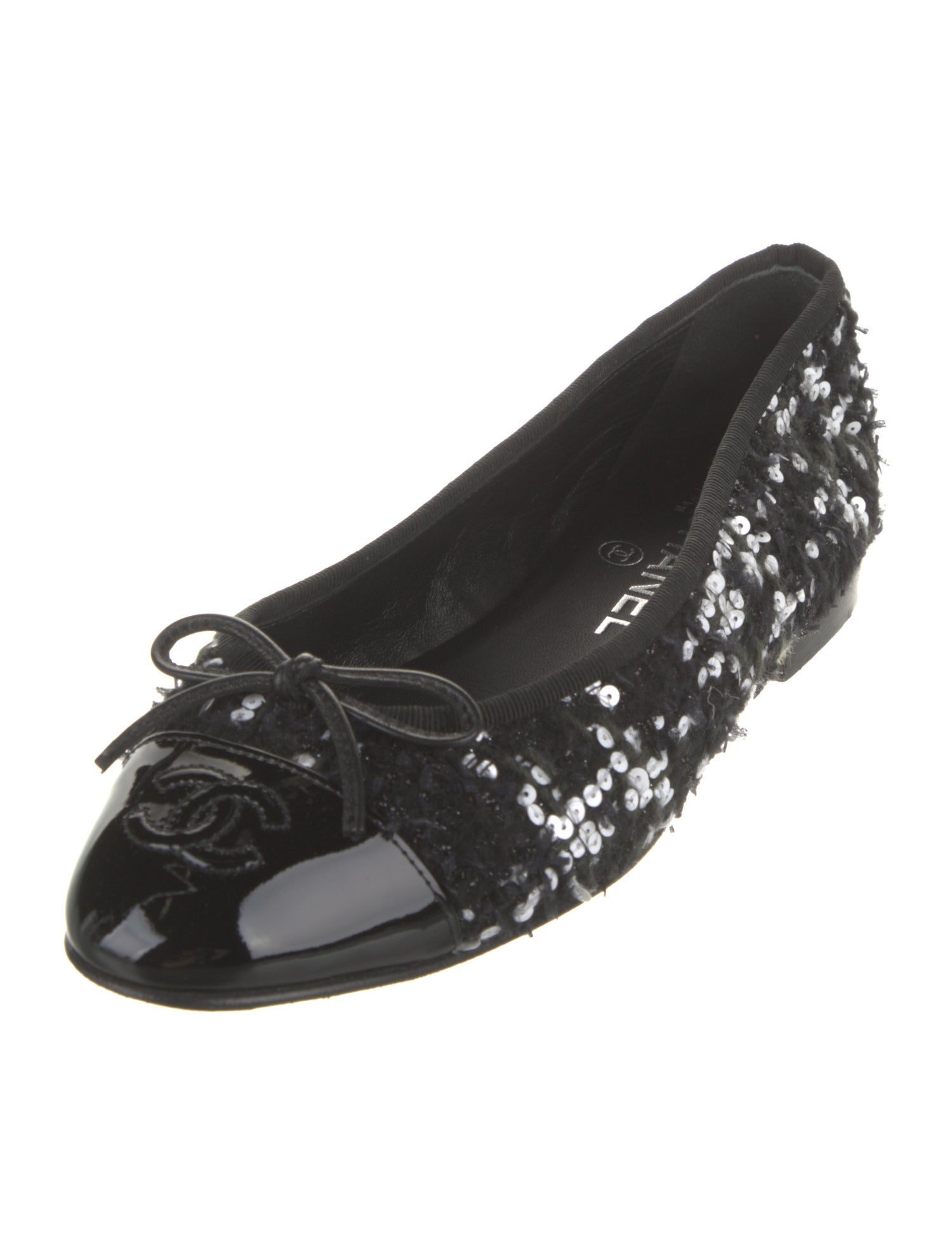 Chanel Interlocking CC Logo Tweed Ballet Flats