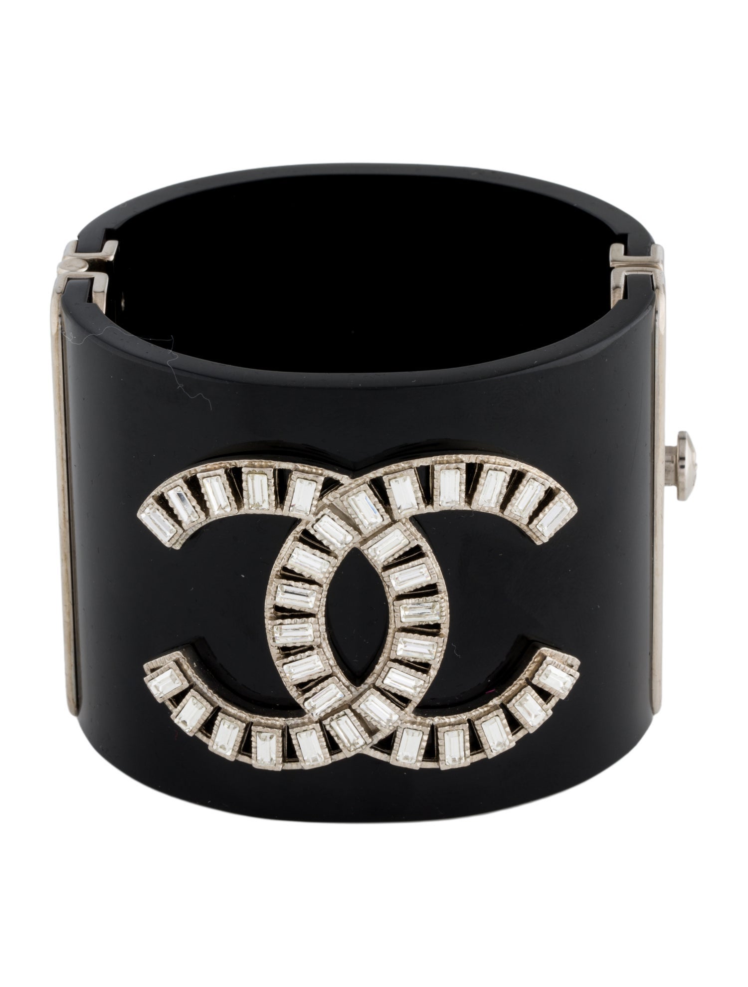 Chanel Resin & Strass CC Hinged Cuff Bracelet