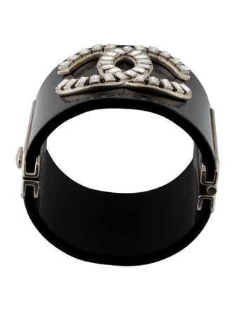 Chanel Resin & Strass CC Hinged Cuff Bracelet