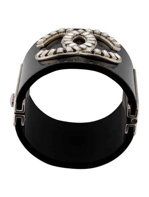 Chanel Resin & Strass CC Hinged Cuff Bracelet