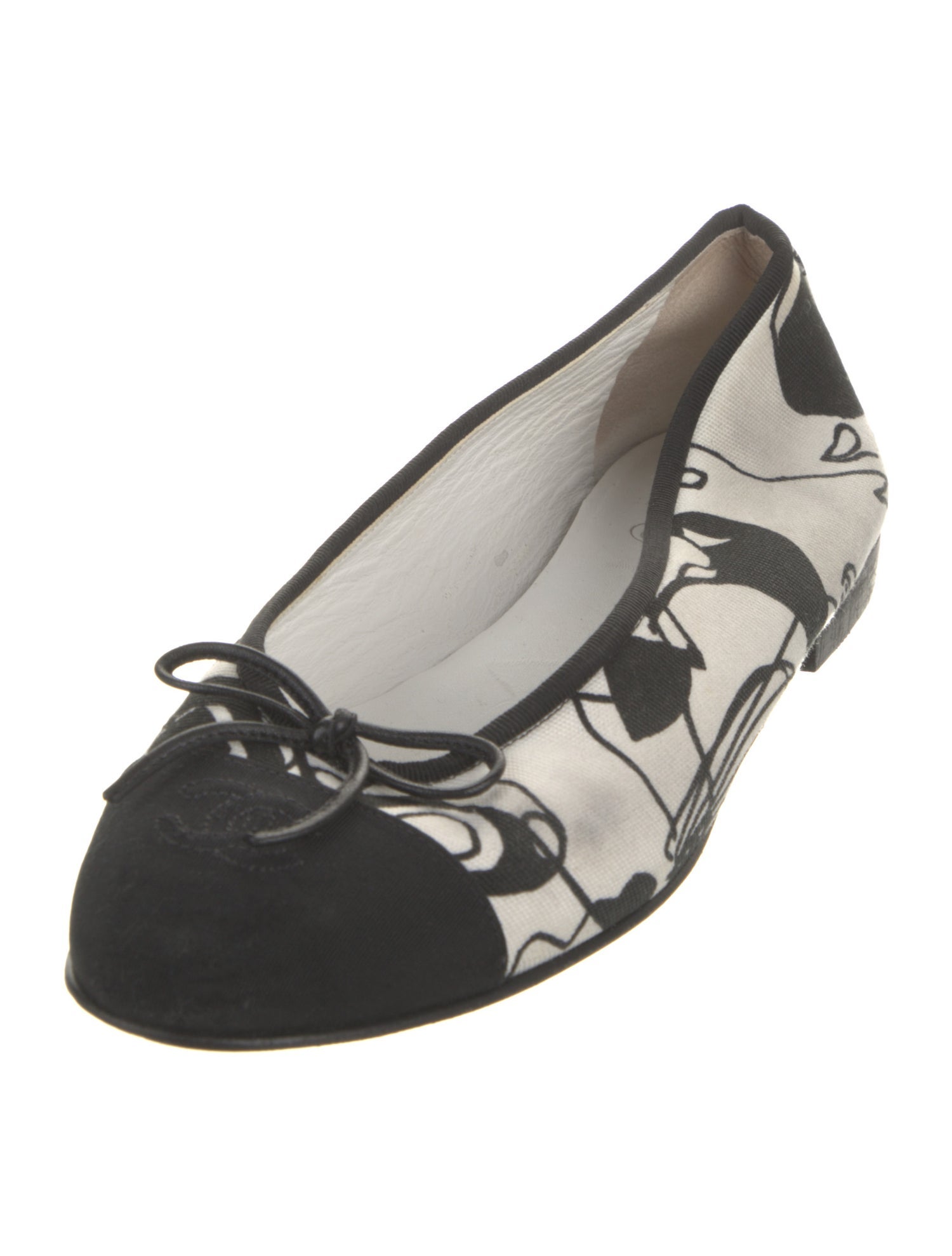 Chanel Interlocking CC Logo Canvas Ballet Flats