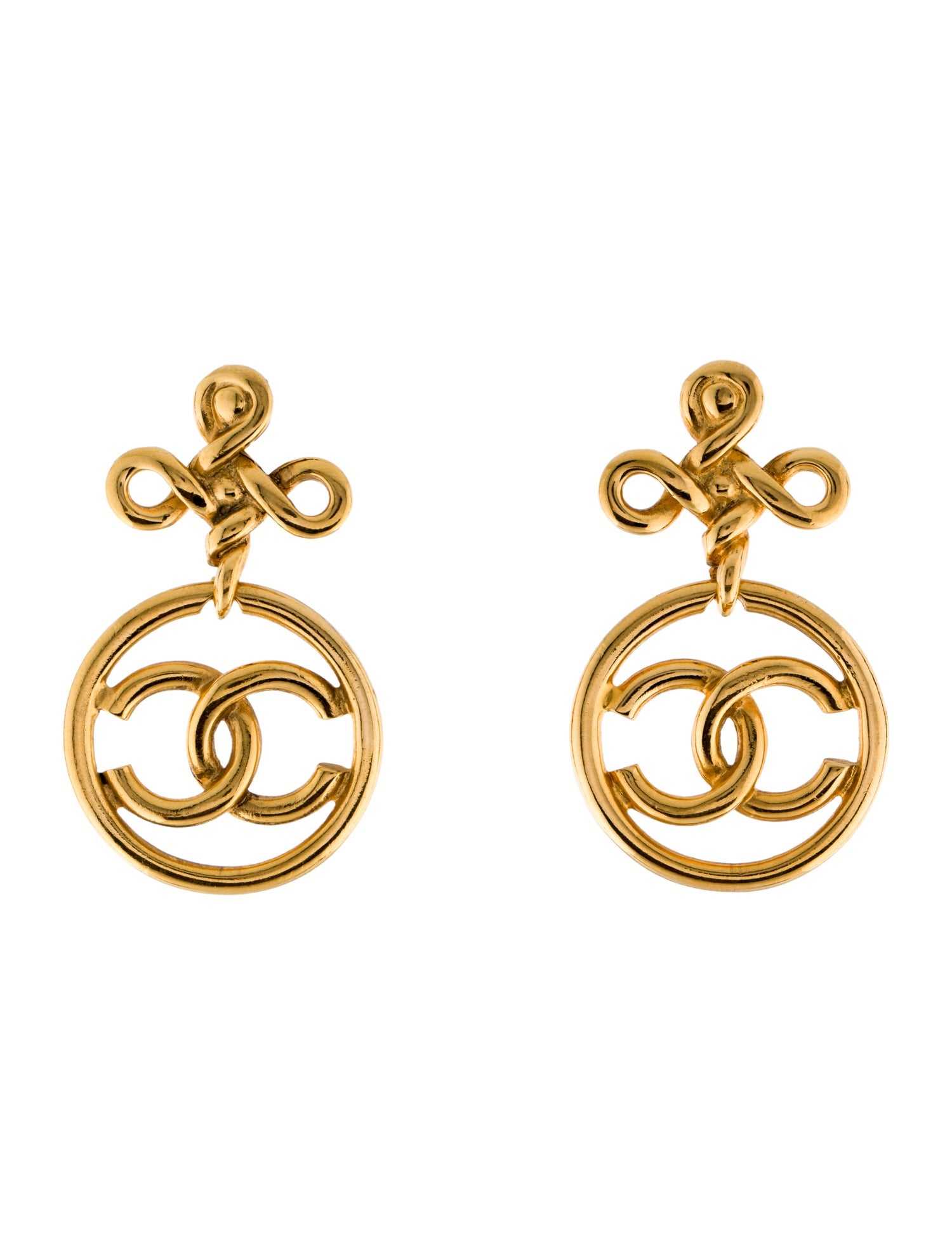 Chanel Vintage Knot CC Drop Earrings