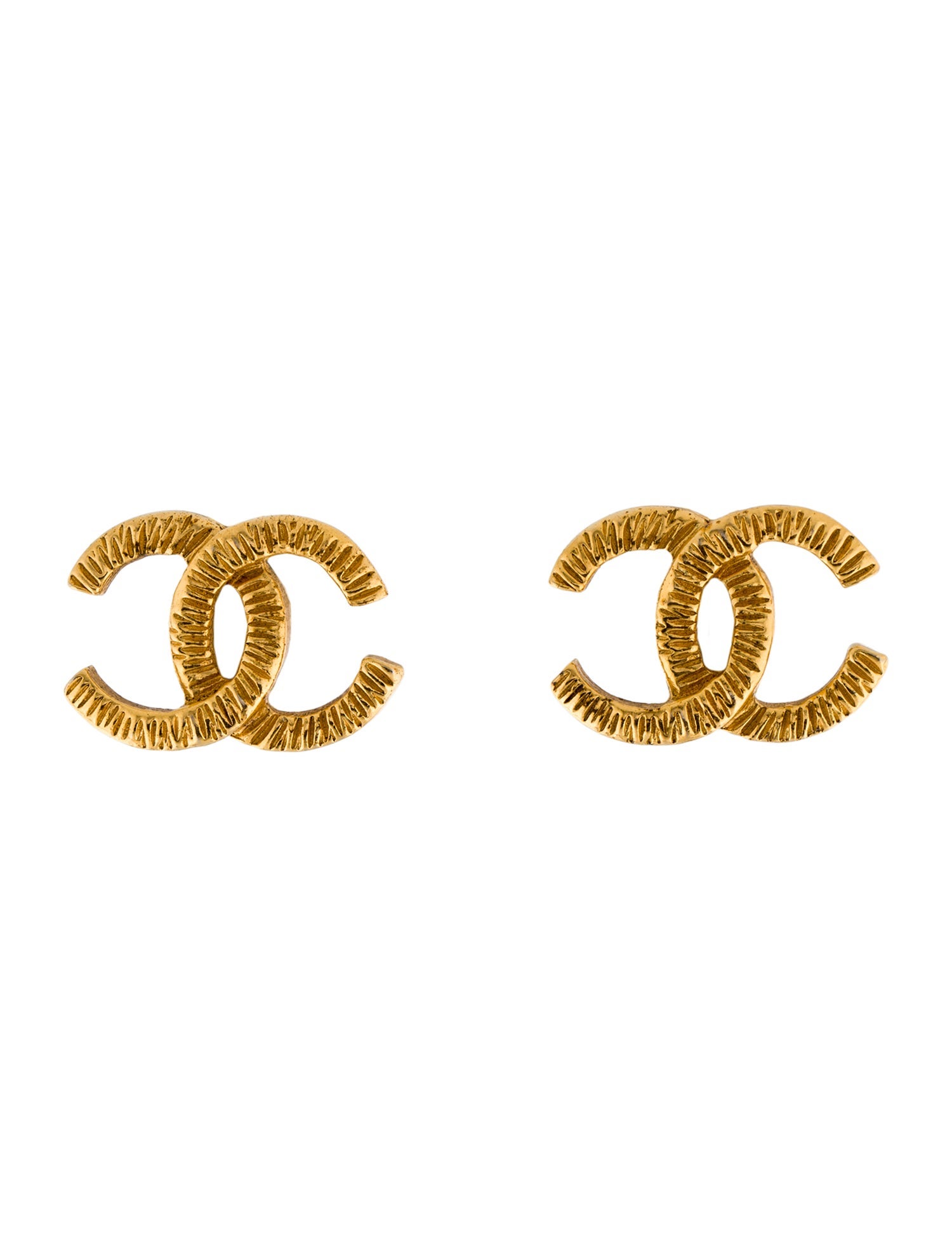 Chanel Vintage Textured CC Clip-On Earrings