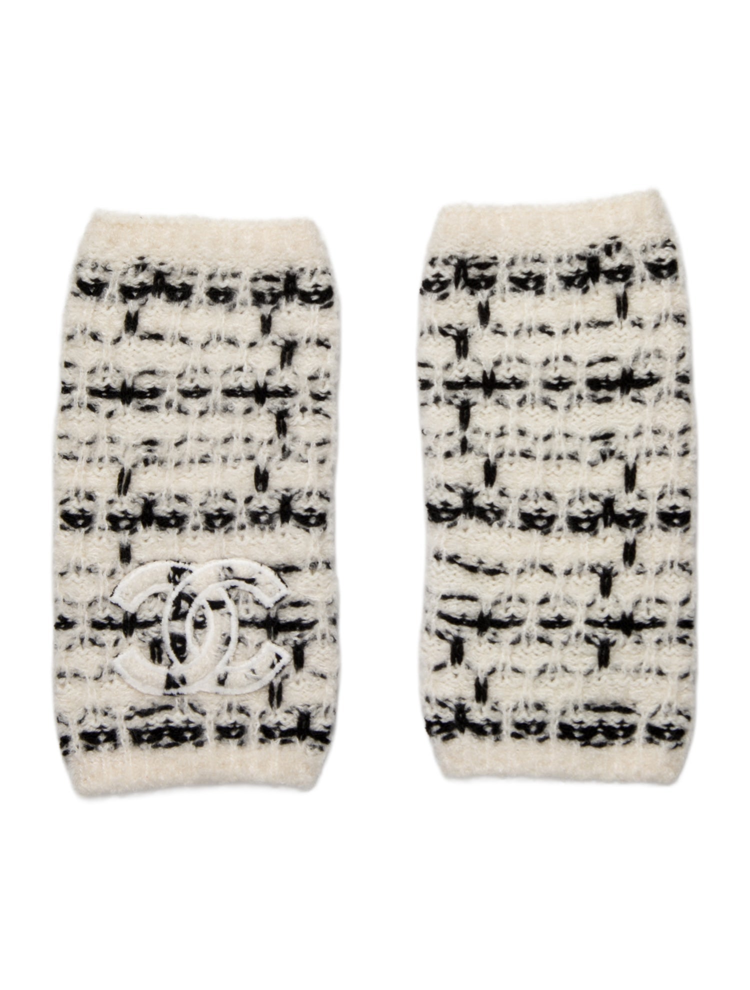 Chanel CC Tweed Fingerless Gloves