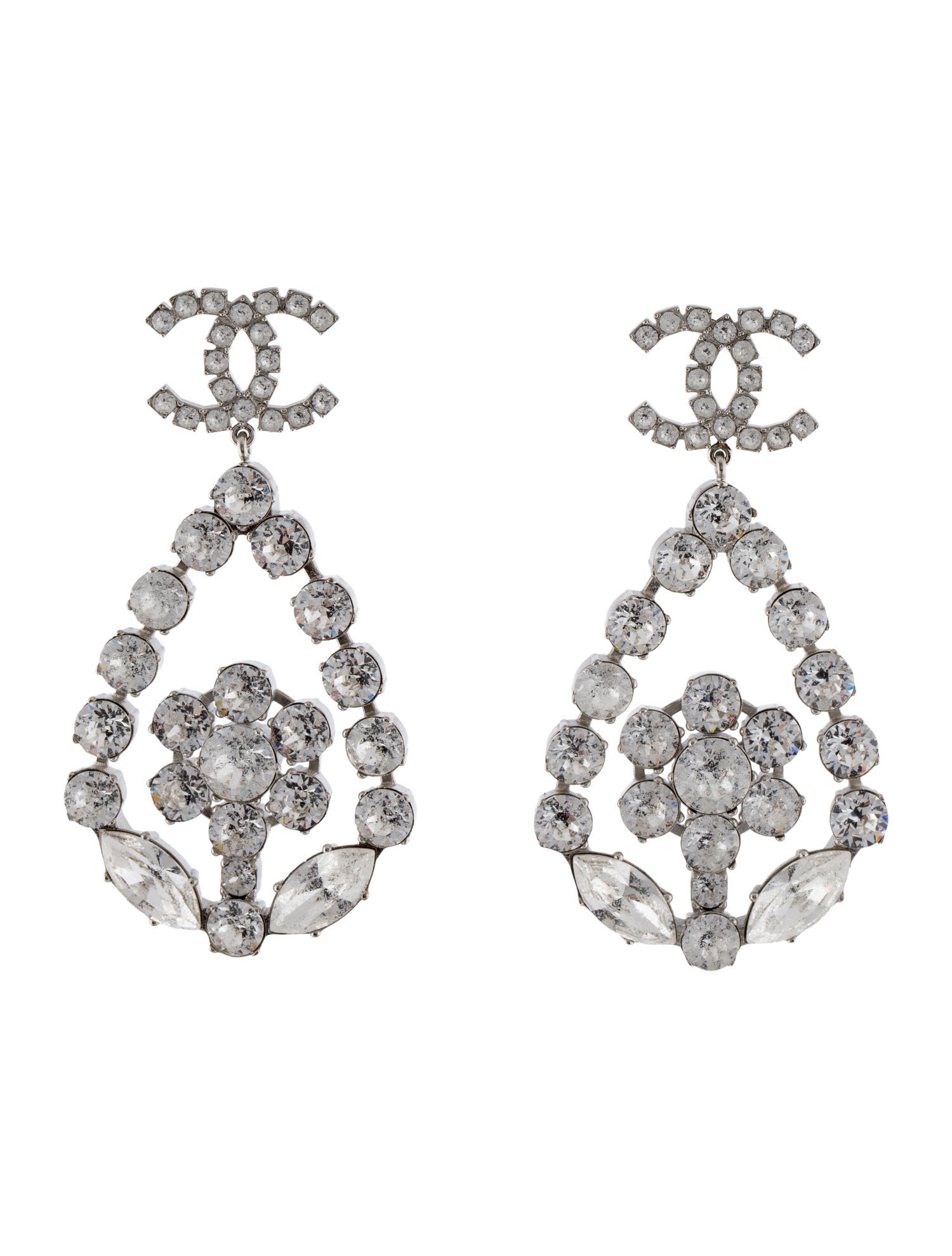 Chanel Strass Clip-On Drop Earrings