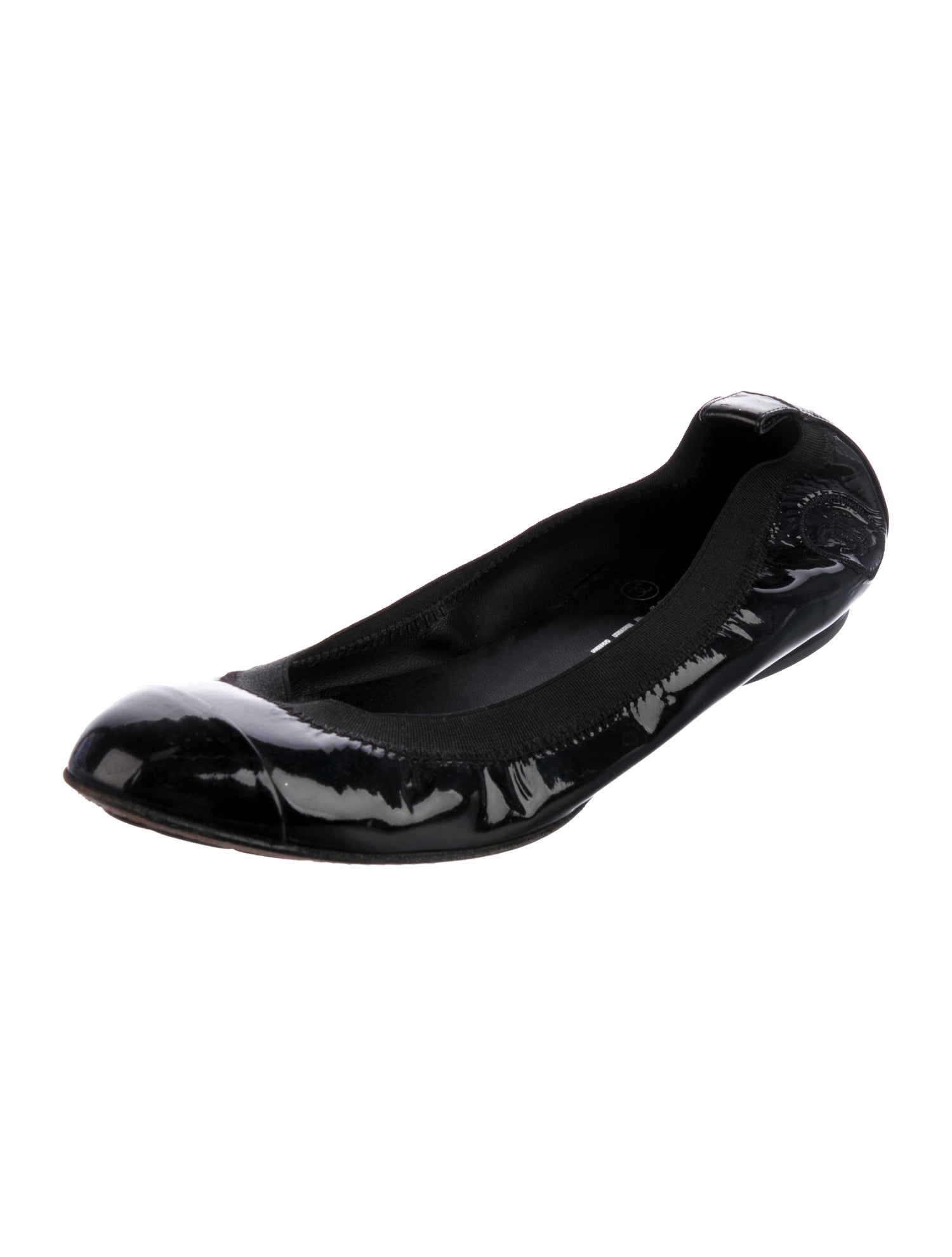 Chanel Interlocking CC Logo Patent Leather Ballet Flats