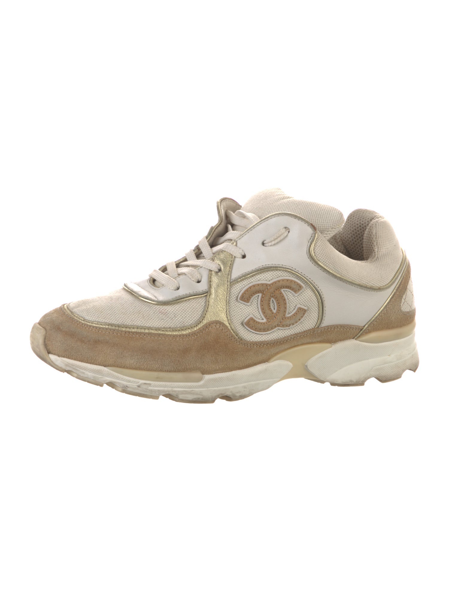 Chanel Interlocking CC Logo Suede Sneakers