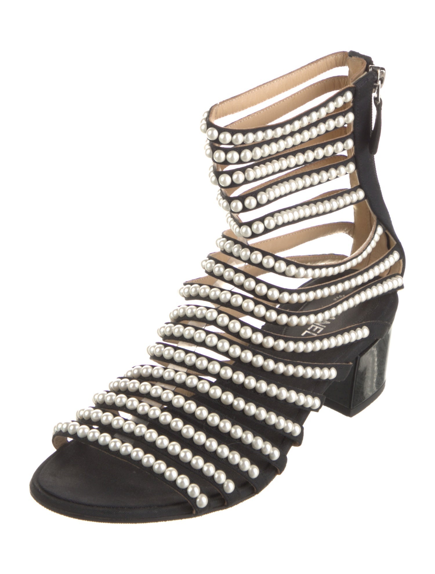 Chanel Interlocking CC Logo Beaded Accents Boots