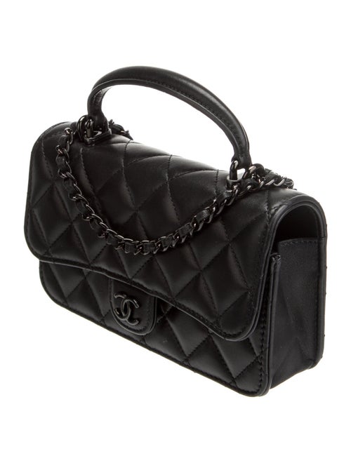 Chanel So Black Top Handle Phone Holder w/ Chain