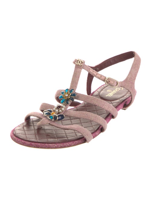 Chanel Interlocking CC Logo T-Strap Sandals