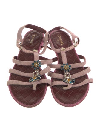 Chanel Interlocking CC Logo T-Strap Sandals