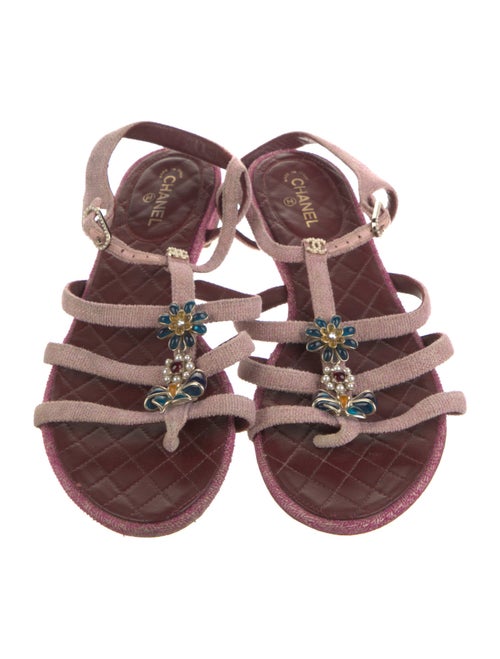 Chanel Interlocking CC Logo T-Strap Sandals
